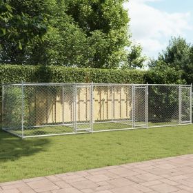 Dog Cage Grey Galvanized Steel 19.7 x 6.6 x 4.9 ft Sturdy