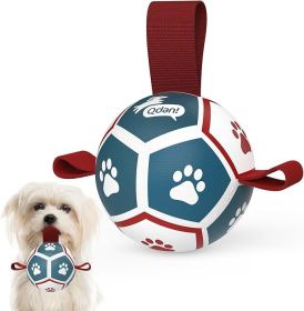 Small Dog Toys, Puppy Balls, Dog Balls with Straps for Small Breed, Soccer Ball for Dogs, Puppy Toys, Dog Birthday Gift (Blue Red, 3.5 inch)