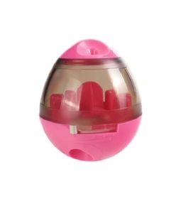 Pet Dog Treat Toy Tumble Leaky Ball Food Dispenser Toy Slow Feeding Interactive Training Toy (Color: PINK)